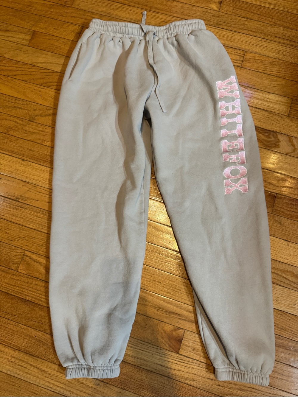 White Fox Joggers with Pink Logo